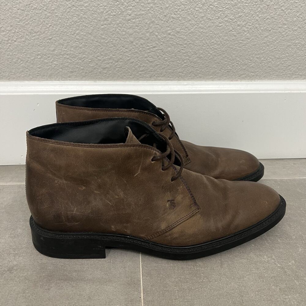 Tod's Chukka Boots Mens Size 7.5 Brown Suede Made in Italy Lace Up Casual Shoes